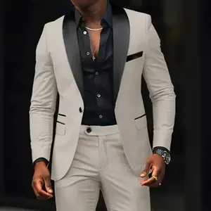Casual 2 Piece Men Wedding Suits Solid Slim Fit Shawl Lapel Blazer Pant Designs Party Prom Suits Best Man Business Wear SuitGift