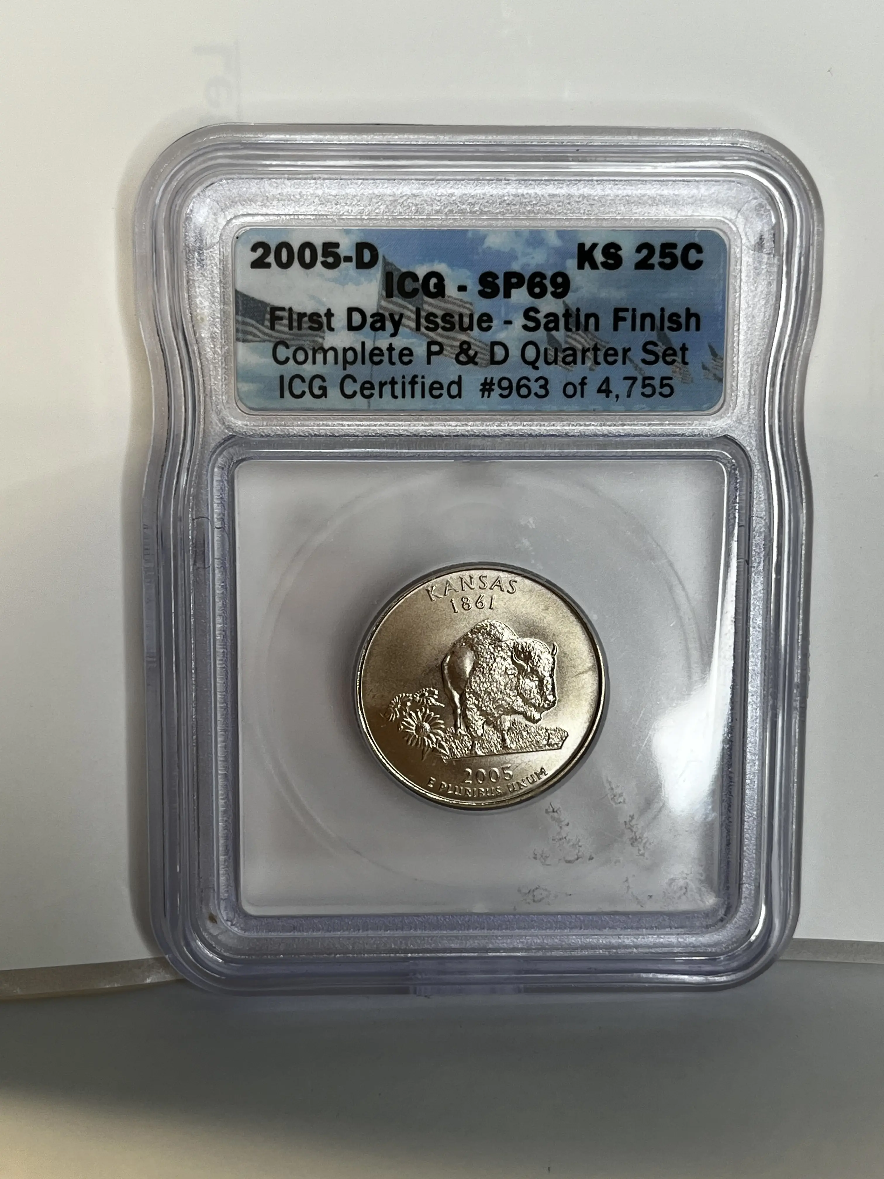 2005-D Graded Non-Circulating US Coin, ICG-SP69 25-Cent Collectible US Coin