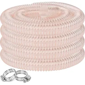 Dust Removal Hose 1-1/2 Inch * 5 Feet Heavy Duty Transparent Flexible Collection Hose, Reinforced with Spiral Steel Wire, Suitable for Dust Removal Systems, Smoke and Debris, Band Saws, Woodworking Workshops (PU Durable Type)