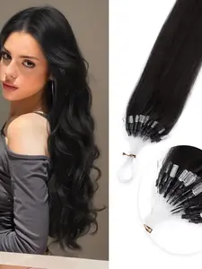 Remy Micro Hair Extensions, Natural Black, 18-22 Inches Long Hair, 50s, 50g, Human Hair, Lightweight & Easy to Use, Genuine Human Hair Extensions