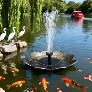 Upgraded 1.5w Solar Fountain Pump with 6 Nozzles, 6.3 Inch Diameter, 19.7 Inch Spray Height, Floating Water Feature for Bird Bath, Garden, Pond, Pool Solar Fountain