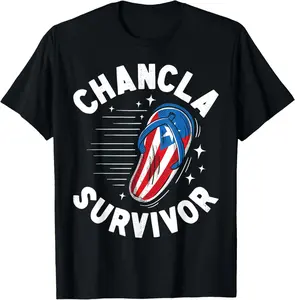 100% Cotton Chancla Survivor Puerto Rican Puerto Rico Funny Spanish Joke T-Shirt