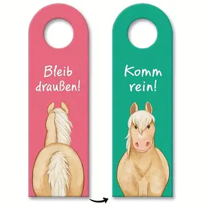 Double-Sided Wooden Door Hanger, Horse Theme Welcome Sign, Kids' Room Decor, Ideal for Girl Fans, Perfect for Haflinger Lovers