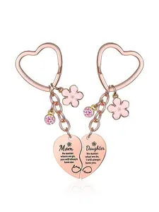 2Pcs Mother Daughter Heart Matching Keyring, Keychain Set, Heart Shaped Keychain, Holiday Gifts For Mom Christmas Mothers Day Gifts from Daughter