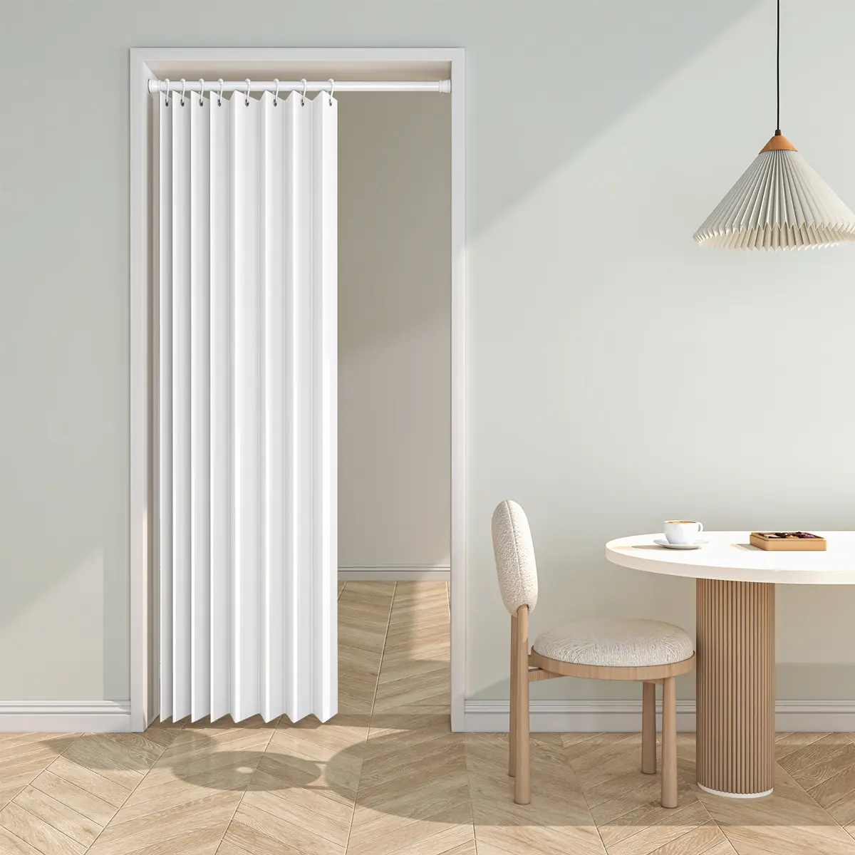 1pc Wave Fold Accordion Door Easy Install Home Decoration Curtain, Modern Minimalist Style Room Divider Decor, Suitable for Living Room Bedroom Hallway Closet, Curtain for Doorway, Home Decorative Curtain