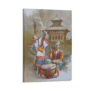 Wall Art Indian And Nepali Folk Musicians Dance Art Painting Posters Decor Print