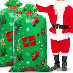 2 Pcs 70 Inch Christmas Jumbo Gift Bag for Xmas Presents Over Size Gift Bag For Christma Plastic Giant Gift Bags Wrapping Supplies Bags 70"X40" Large