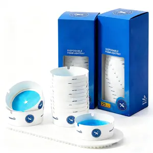 25-Pack Disposable Paper Ashtrays with Odor-Neutralizing Smokeless Gel Portable Eco-Friendly Ash Trays for Indoor Outdoor Use Travel Cars Parties Camping Lightweight