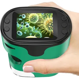 1000X 4K 2.0" Screen Rechargeable Handheld Mini Pocket Digital Microscope w/Slides Kit, Portable Educational Gift for Kids Children Students Ages 4-12 Green