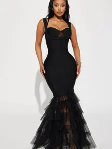 Charline Tulle Bandage Gown - Black