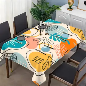 Tropical Pattern Tablecloth Set, Fabric, Suitable for Dining Tables, Tea Tables, TV Stands, Picnic Mats, Home and Party Use