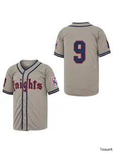 Men Roy Hobbs New York Knights #9 The Natural Movie Baseball Jerseys Grey White