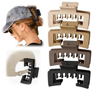 Maillard Tone Hair Claw-Claw Clips for Baseball Caps, Strong, Non-Slip Square Design, Hair Clip for Hat for Women, Hair Accessory Gifts, Mixed Color for Thick and Fine Hair