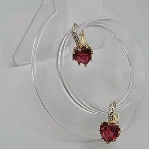 Fuchsia  Hearts Gold-Plated Hoop Earrings Beautiful Design gold jewelry- dangle earring