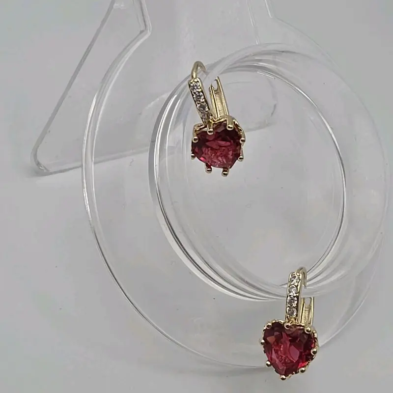 Fuchsia Hearts Gold-Plated Hoop Earrings Beautiful Design gold jewelry- dangle earring