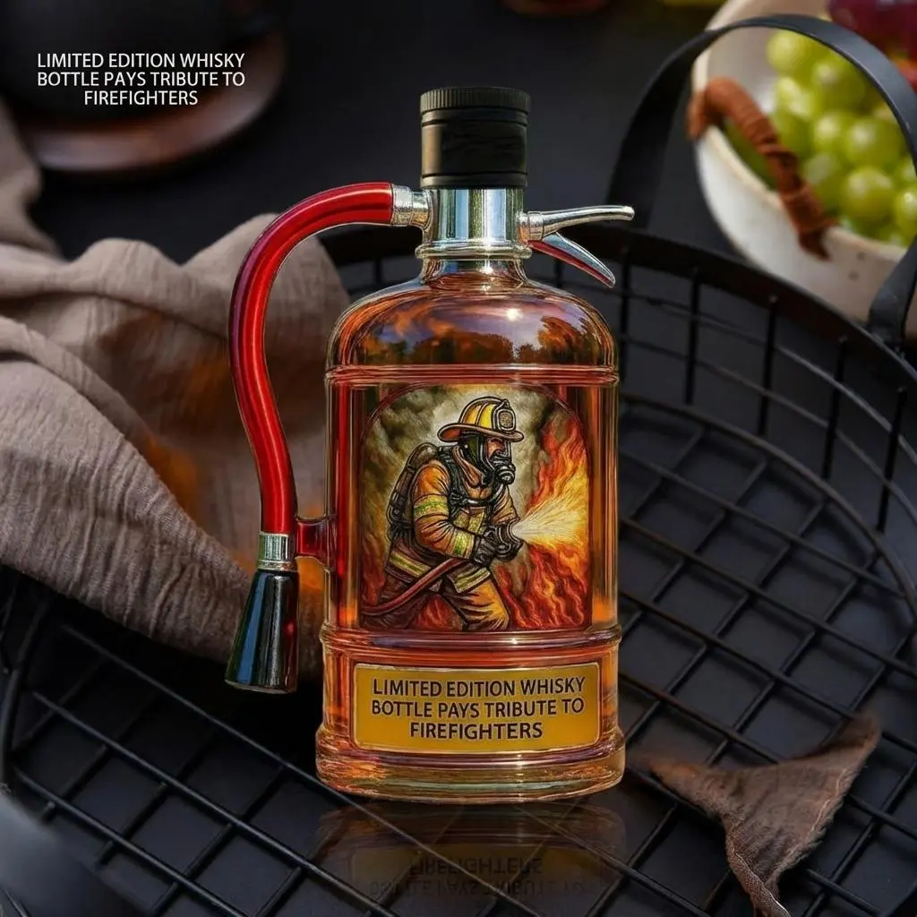 Fire Extinguisher Whisky Bottle Liquor Dispenser - Bar-Ready Humor, Firefighter Nod, Pays Tribute to FFs, Standout Gift for Men Home Bars Father's Day