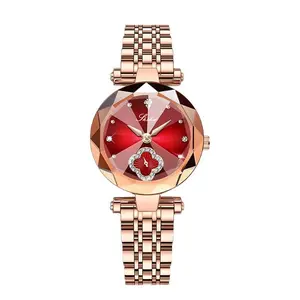 Exquisite women's watch, four-leaf clover diamond dial, waterproof and scratch-resistant, adjustable strap, high-value simple and fashionable women's watch casual ultra-thin quartz watch wedding gift for girlfriend, gift