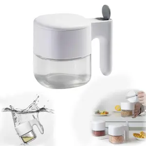 Glass Seasoning Containers, Spice Canisters with Lids and Spoons, Glass airtight Seasoning Jars, for Kitchen Counter Keeping Sugar, Salts, Spice,Sauce