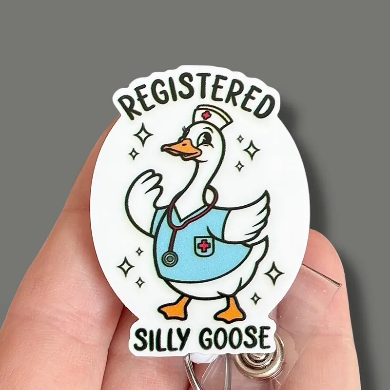 Glitter My Badge Registered Silly goose badge reel for nurse and hospital workers. Badge clip Badge pull - Retractable swivel clip with a 360 rotation. Great gift for coworker.