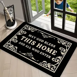 May God Bless This Home and All Who Enter Doormat  Funny Holiday Welcome Mat for Porch Cute Front Door Mat Christian Mats