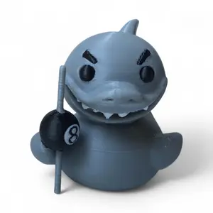 Pool Shark Duck – 3D-Printed Duck with Cue Stick, Eight Ball & Billiards Style