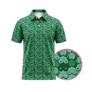 Funny Green Clover Polo Shirt for Men – Cheeky St. Patrick’s Day Golf Shirt with Lucky “Booty” Print, Performance Short Sleeve Irish Party Outfit