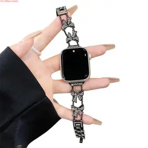 Slim Bow Knot Metal Watch Band for Apple Watch Series 11 10 9 8 7 6 SE Ultra, Delicate Thin Wristband for Women and Girls (No watch)