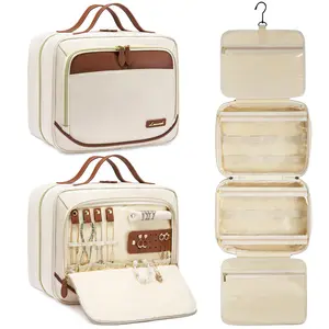 Travel Toiletry Bag for Women with Jewelry Makeup Brush Organizer,Large Hanging Travel Toiletry Bag with Makeup Cosmetic Bag Organizer, Carry-on Travel Accessories Essentials