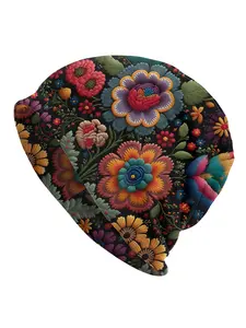 Botanical Floral Beanie Hat with Plant Patterns Outdoor Activities Casual Wear Unisex