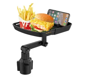 Multifunctional Car Tray for Eating 360° Swivel Adjustable Car Food Eating Tray Table and Base with Extra Phone Slot