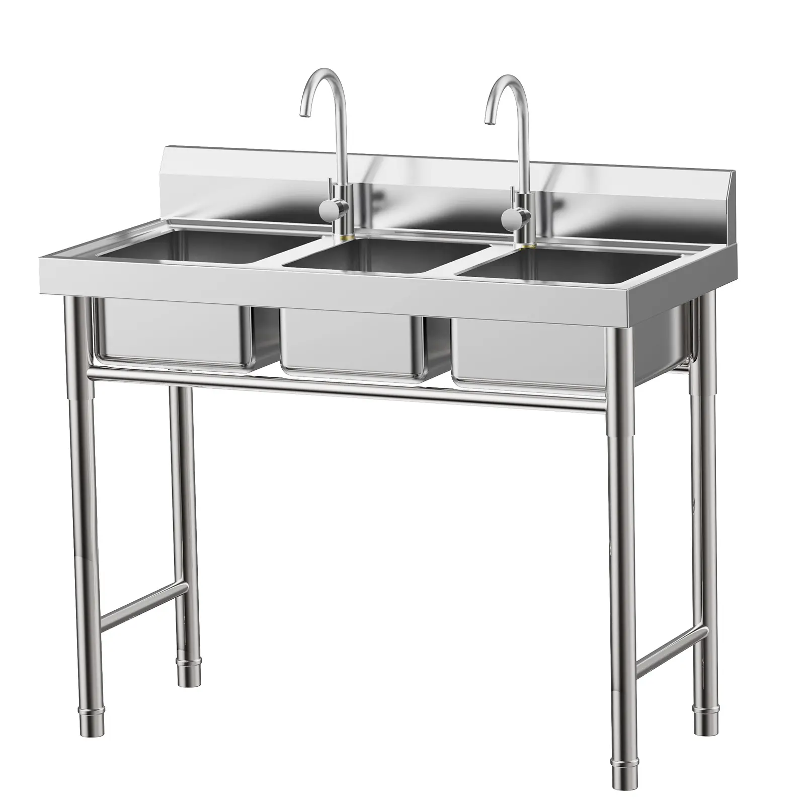 Commercial Triple Sink Stainless Steel 3 Compartment Utility Sink for Restaurant Cafe Laundry Room