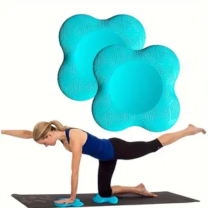 2-piece thickened yoga knee pads, with anti-slip design, portable and foldable, elbow support pads, paired with a large-sized marble-patterned yoga mat, made of durable materials, suitable for home workouts, Yoga Equipment