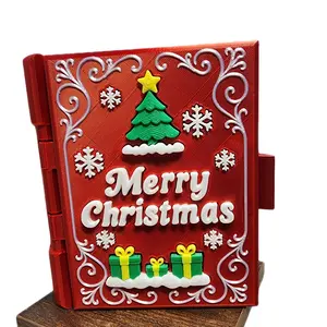 3D Printed Merry Christmas Collection Book Set with Festive Tree and Snowflake Design for Holiday Decor