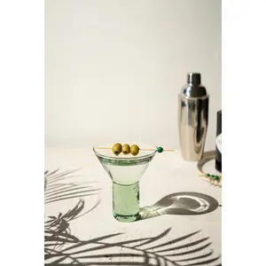 LaVie Martini Glass Set of 6 Sturdy Bottom Wide Mouth Recycled Materials Unique Drinkware for Cocktails Eco-Friendly Design