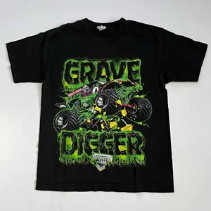 Youth and Adult Grave Digger Monster Jam Graphic T-Shirt Dad Son Family Match Racing Event Black Tee, Monster Jam shirt, Monster Truck shirt, Off-Road Motorsports Tee, Monster Truck Fan Gift, Youth clothing, summer outfit, Racing Fan Gift