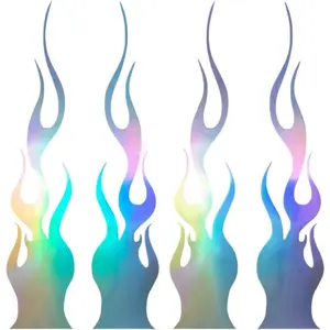 4 count 5.9"  Flame Sticker Decal,  Self Adhesive Vinyl Auto Side Rearview Mirror Decal Decoration, Universal  Exterior DIY Accessories for   (Colorful)