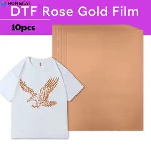 10 Sheets DTF Rose Gold Print Film, Heat Transfer Vinyl Paper, Direct DIY Printing for T-Shirts, Fabrics, Clothes & Accessories, 11.8in X 8.3in