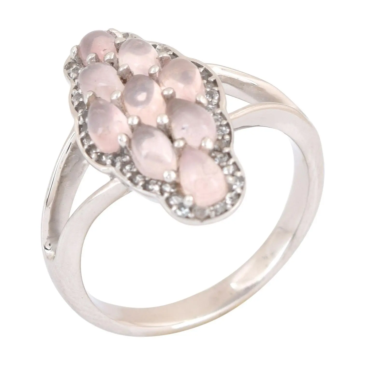 Affinity Gems Rose Quartz & White Topaz Ring, Sterling