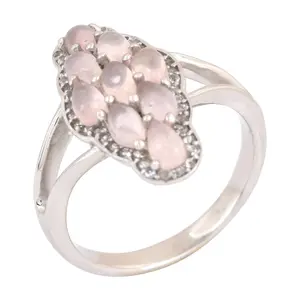 Affinity Gems Rose Quartz & White Topaz Ring, Sterling