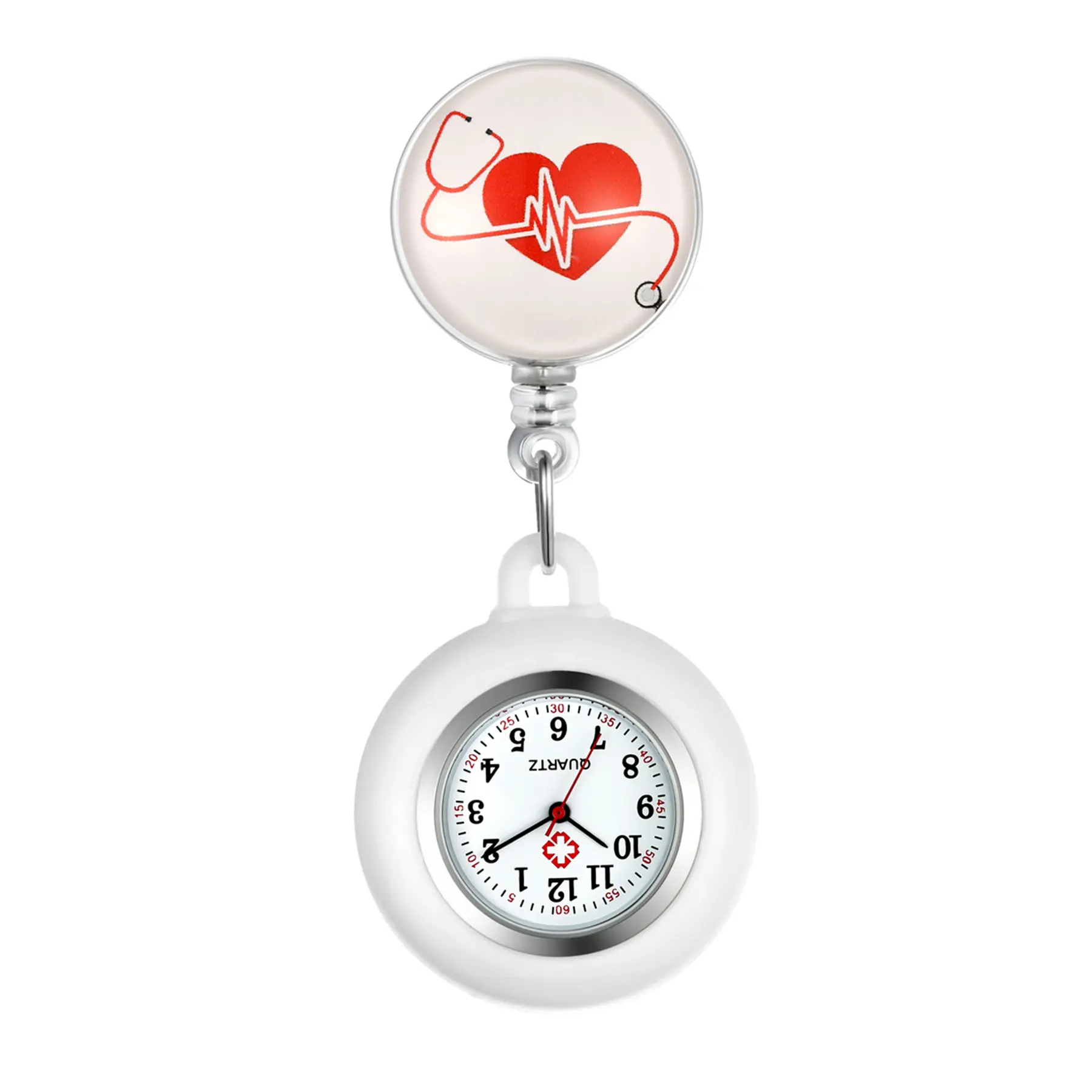 OIDEA Fashion Nurse Watch for Women, Silicone Lapel Fob Watch with Stethoscope Design, Digital Dial & Detachable Hygienic Sleeve, Fashion Watches