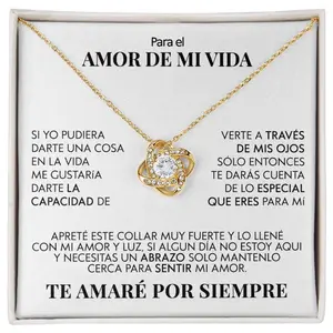 A Unique Gift PARA EL AMOR DE MI VIDA / Love Knot Necklace Message Card, Spanish