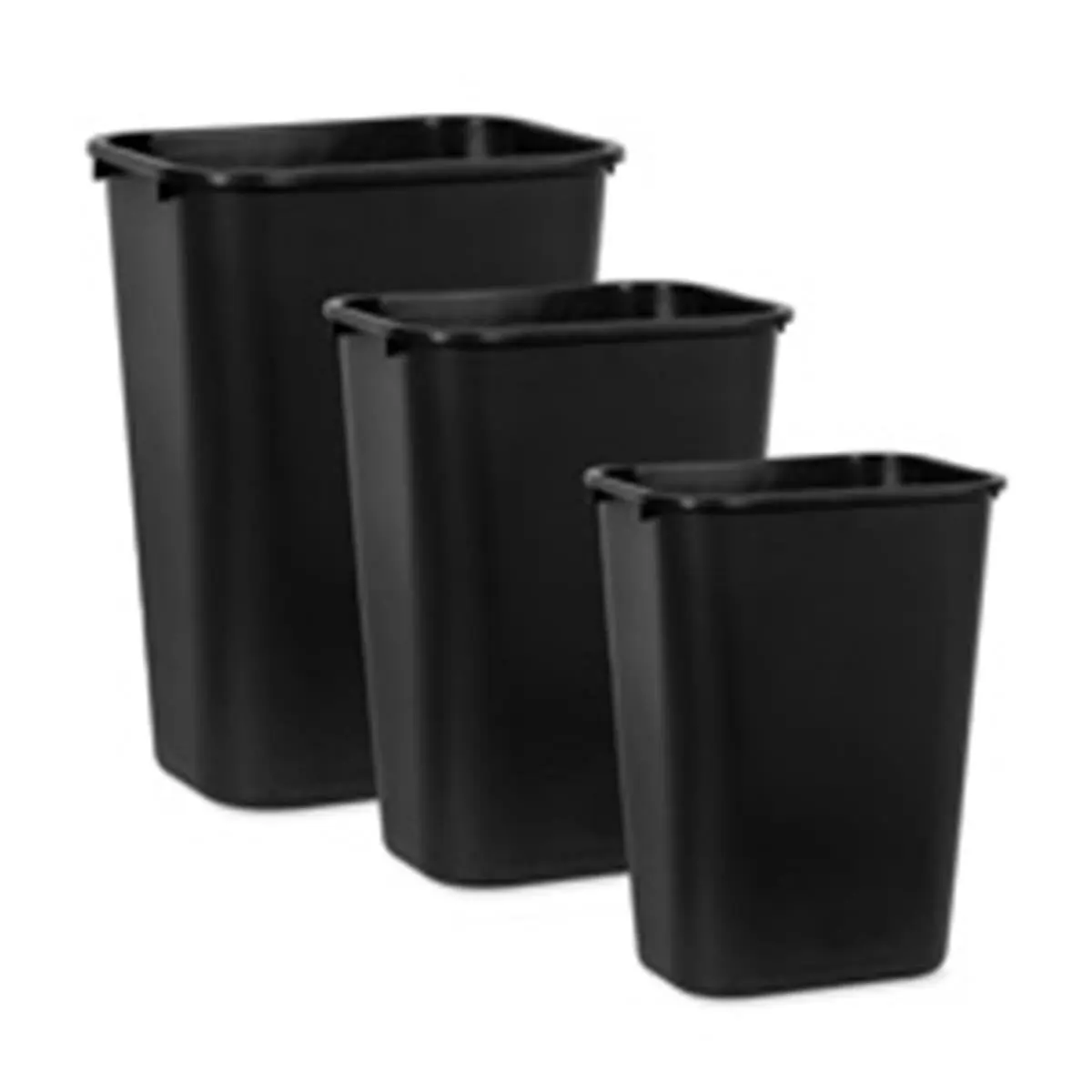 Durable Plastic Rectangular Wastebasket for Office, 13 Qt Capacity, 8-1/4" d x 11-3/8" w x 12-1/8" h Dimensions, Black, Rolled Rims, 11-3/8" W X 12-1/8" H X 8-1/4" D