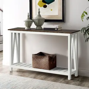 Farmhouse Console Table, Rustic  Narrow Sofa Table for Entryway, Living Room, Hallway, 40 White
