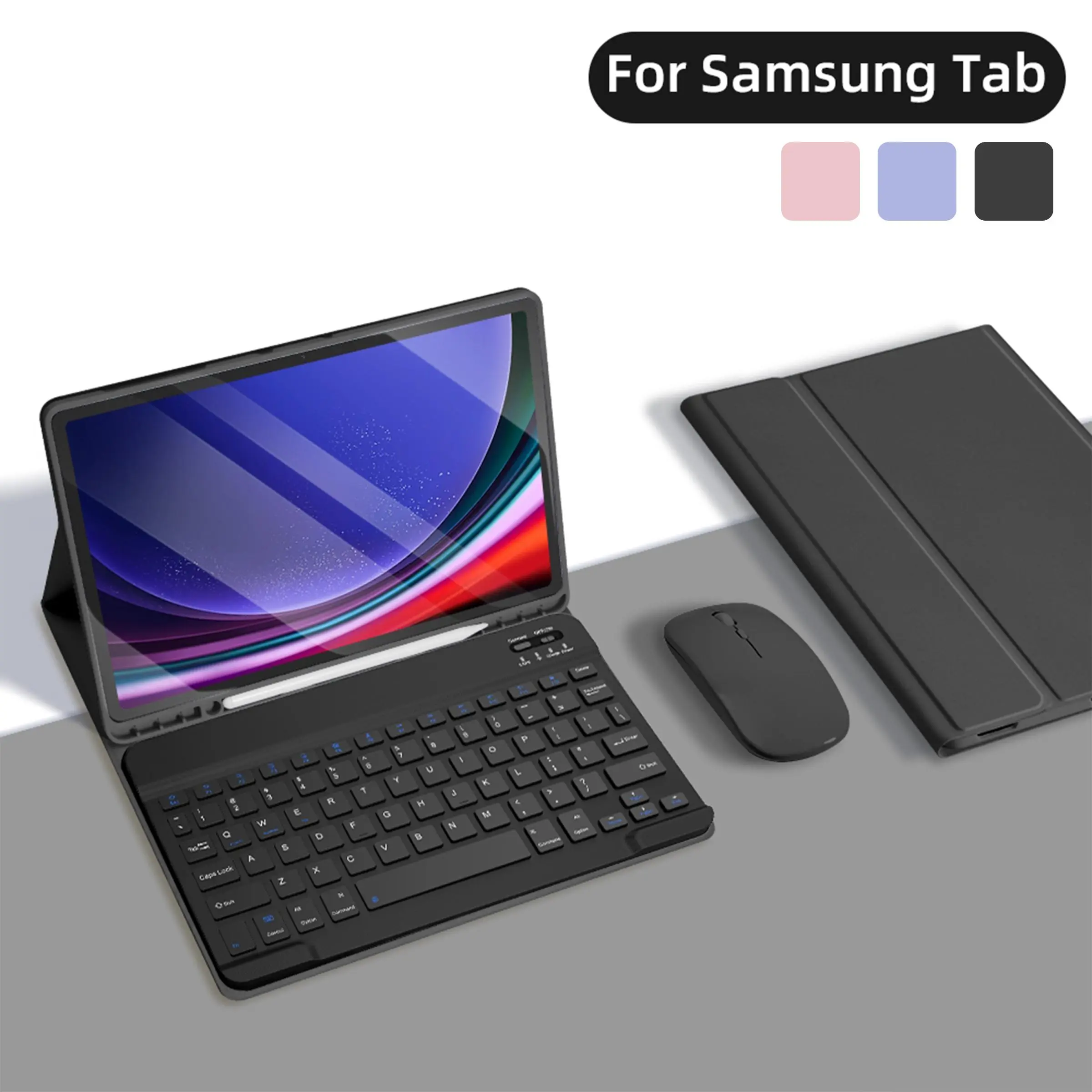Keyboard Case with Tablet Cover, Wireless Bluetooth-compatible Keyboard with Tablet Protector, Foldable Tablet Keyboard, Portable Keyboard, Travel Keyboard, Multifunctional Keyboard, Tablet Accessories for Samsung Galaxy Tab
