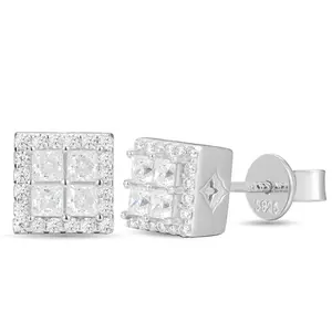 【#E543】Square Stud Earrings UCCIYO Synthetic Moissanite Earrings For Women 925 Sterling Silver Stud Earring Men Hip Hop Jewelry Couple Gift