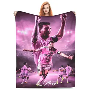 Messi Soccer Gift Fleece Throw Blanket, Anti-Pilling Flannel Soft Micro Blanket for Chair Bedroom Living Room Sofa Bed Outdoort.