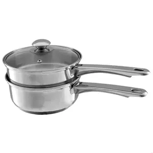 1.5 Qt. Stainless Steel Double Boiler Saucepan with Lid Classic Cuisine