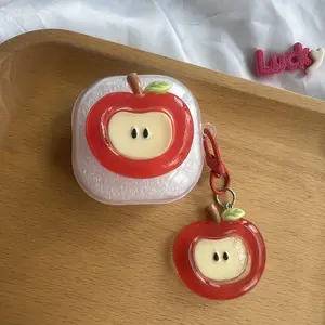 Cute Apple TPU Earbuds Cover for Anker Soundcore R50i NC R50i Lovely Keyring Earphone Case for Anker Soundcore P30i