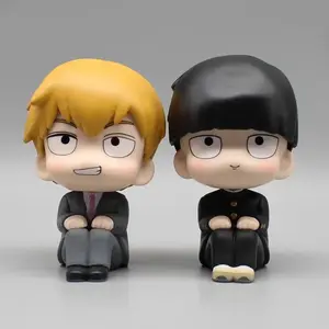 Mob Psycho 100 Anime Figures Gk Reigen Arataka Q Edition Kawaii Sitting Palm Series Model Doll Desktop Ornaments Collectible To