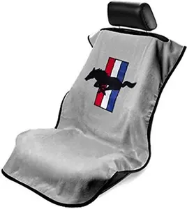 Seat Armour Seat Protector Towel for Mustang Pony – Soft Machine Washable Car Seat Cover Towel – Easy to Install, Multipurpose Car Seat Towel – Gray